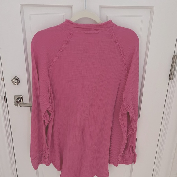 Aerie Pool-To-Party Cover Up Shirt Hot Pink Medium - Picture 6 of 9